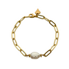 An 18kt Gold Plated Chain Link Bracelet With Freshwater Pearl