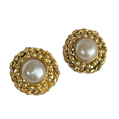 A Pair of Vintage Chanel Faux Pearl Clip Earrings