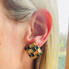 A Pair of Vintage Checkerboard Clip Earrings