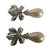 A Pair of  Vintage Christian Dior Crystal Bow Clip Earrings With Drop Faux Pearl