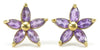 A Pair of 9ct Gold Amethyst Flower Stud Earrings