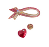 A Butler & Wilson Vintage Pink Ribbon Brooch PLUS A Red Heart Pin, Sealed in Box