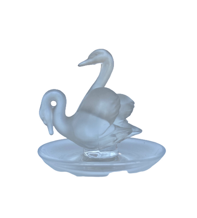 A Vintage Lalique Double Swan Ring Dish