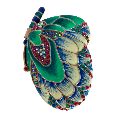 A Butler & Wilson Butterfly Gemstone Compact Mirror, Greens and Blues