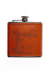 Engraved Leather Hip Flask - Fishing