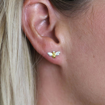 Silver and Gold Bee Earrings