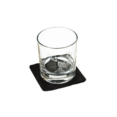 Stag Engraved Tumbler with Slate Coaster