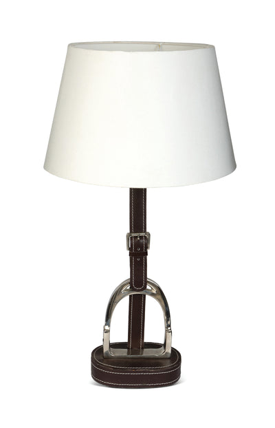 Stirrup Lamp with Brown Leather - annabeljames