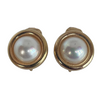A pair of Vintage Christian Dior Faux Pearl Clip On Round Earrings