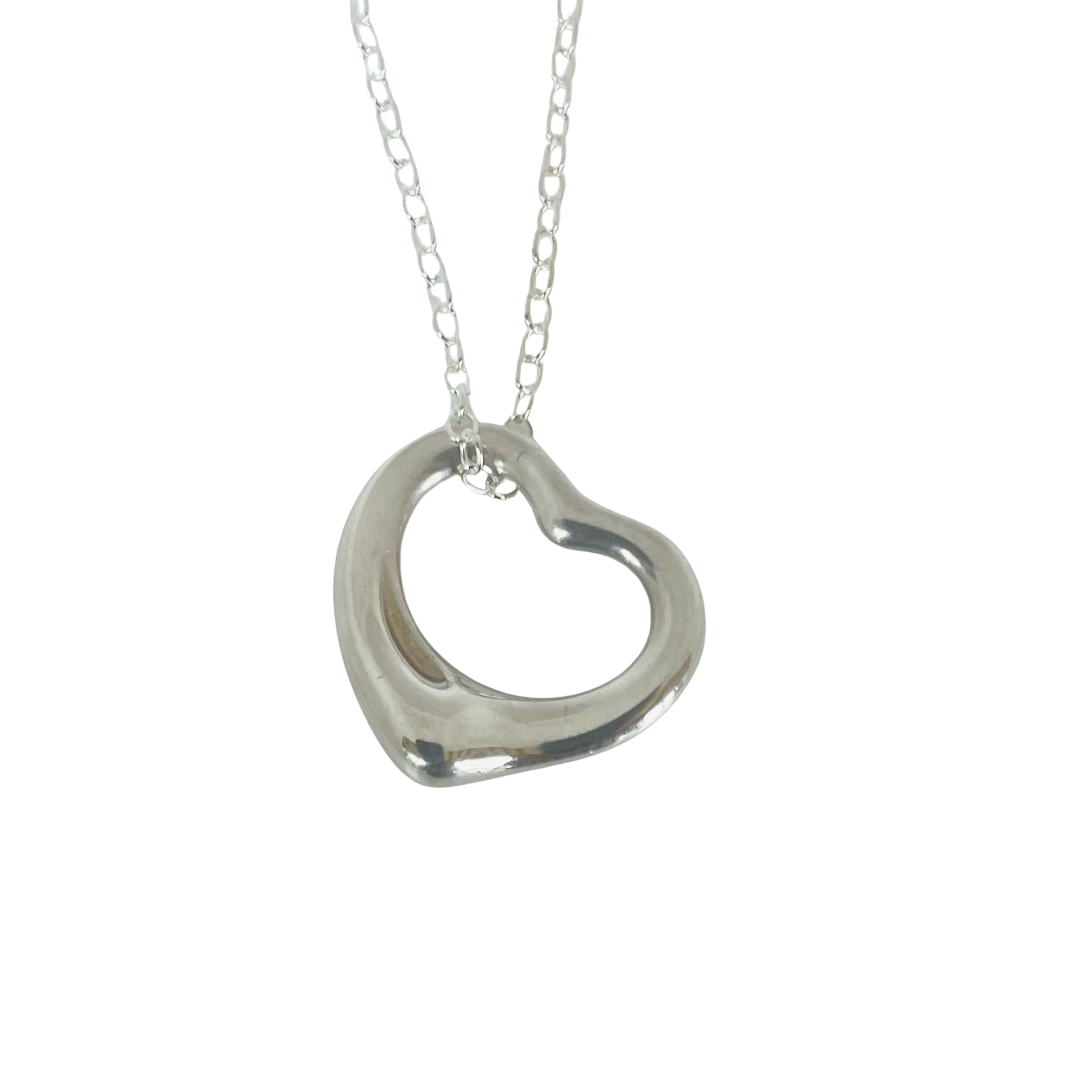 Tiffany Elsa Peretti Open Heart Pendant Necklace, 16mm