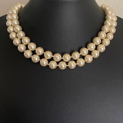 Vintage Kenneth Jay Lane Double Strand Faux Pearl Necklace