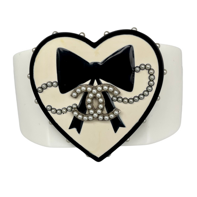 A Vintage Chanel CC Valentine Cuff Bracelet