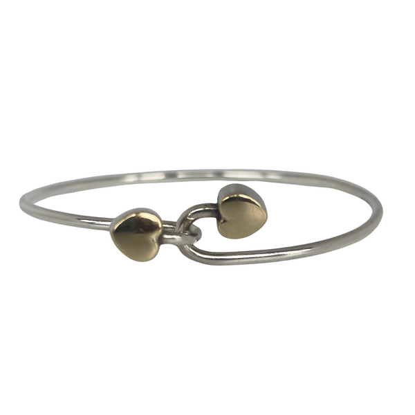 A Tiffany & Co Sterling Silver 18k Yellow Gold Double Heart
