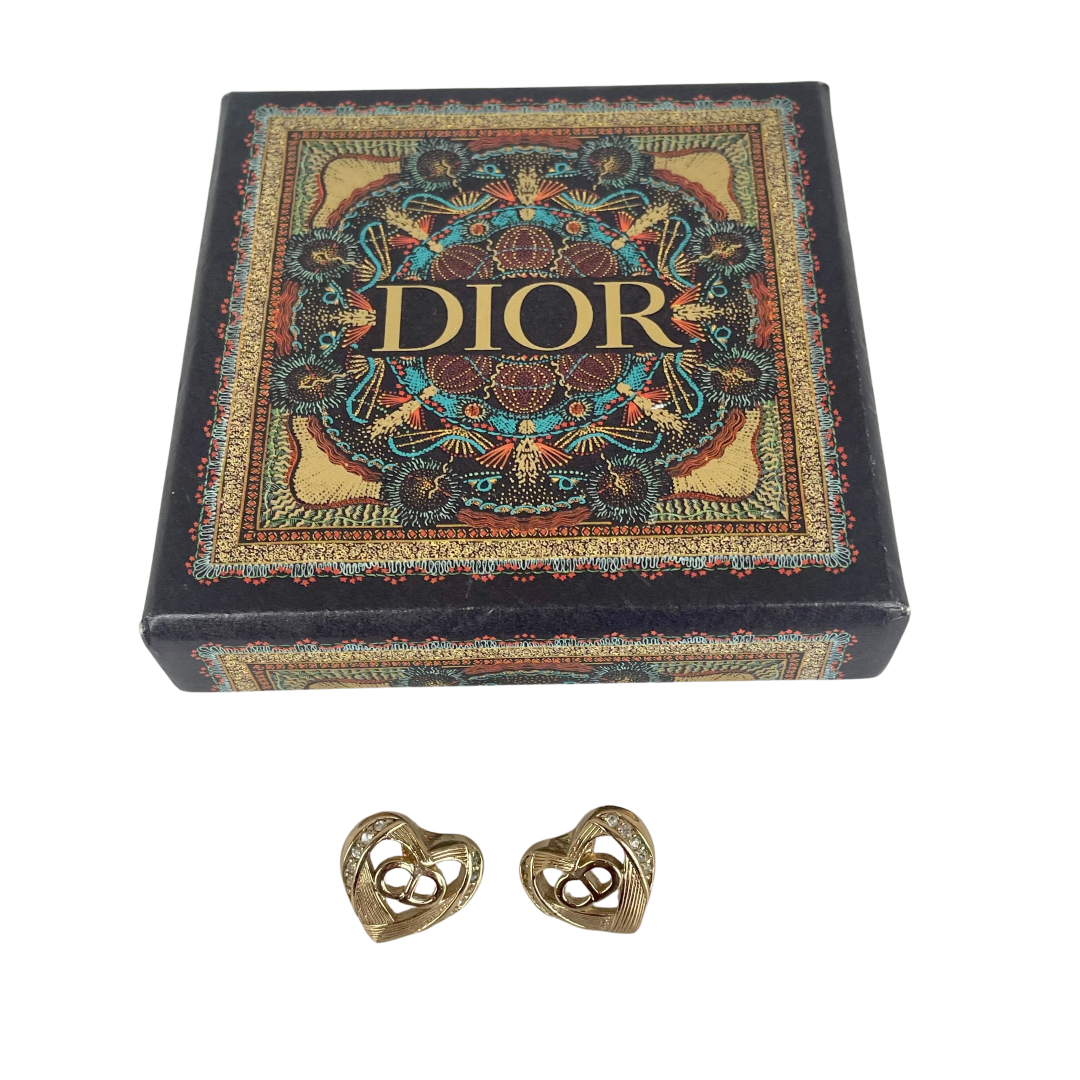 A pair of Dior CD Heart Earrings for Pierced Ears