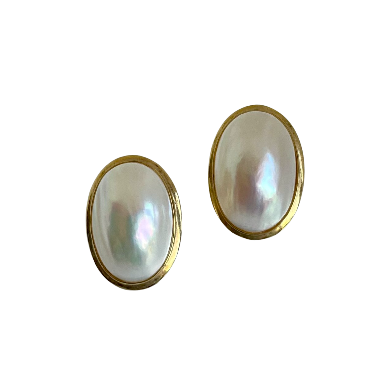 A pair of 9kt Gold Blister Pearl Earrings for Pierced Ears