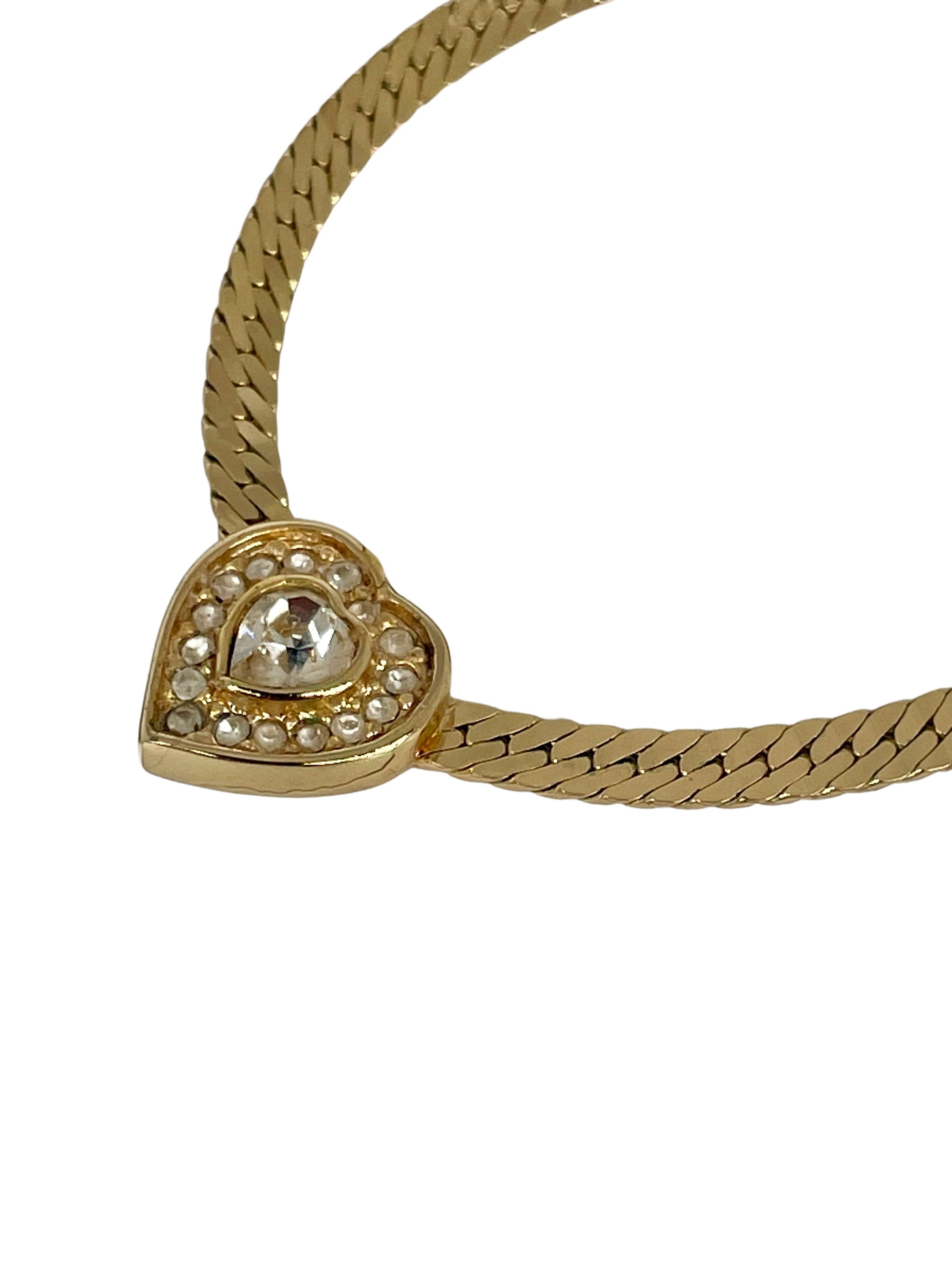 A Vintage Christian Dior Crystal Heart Necklace