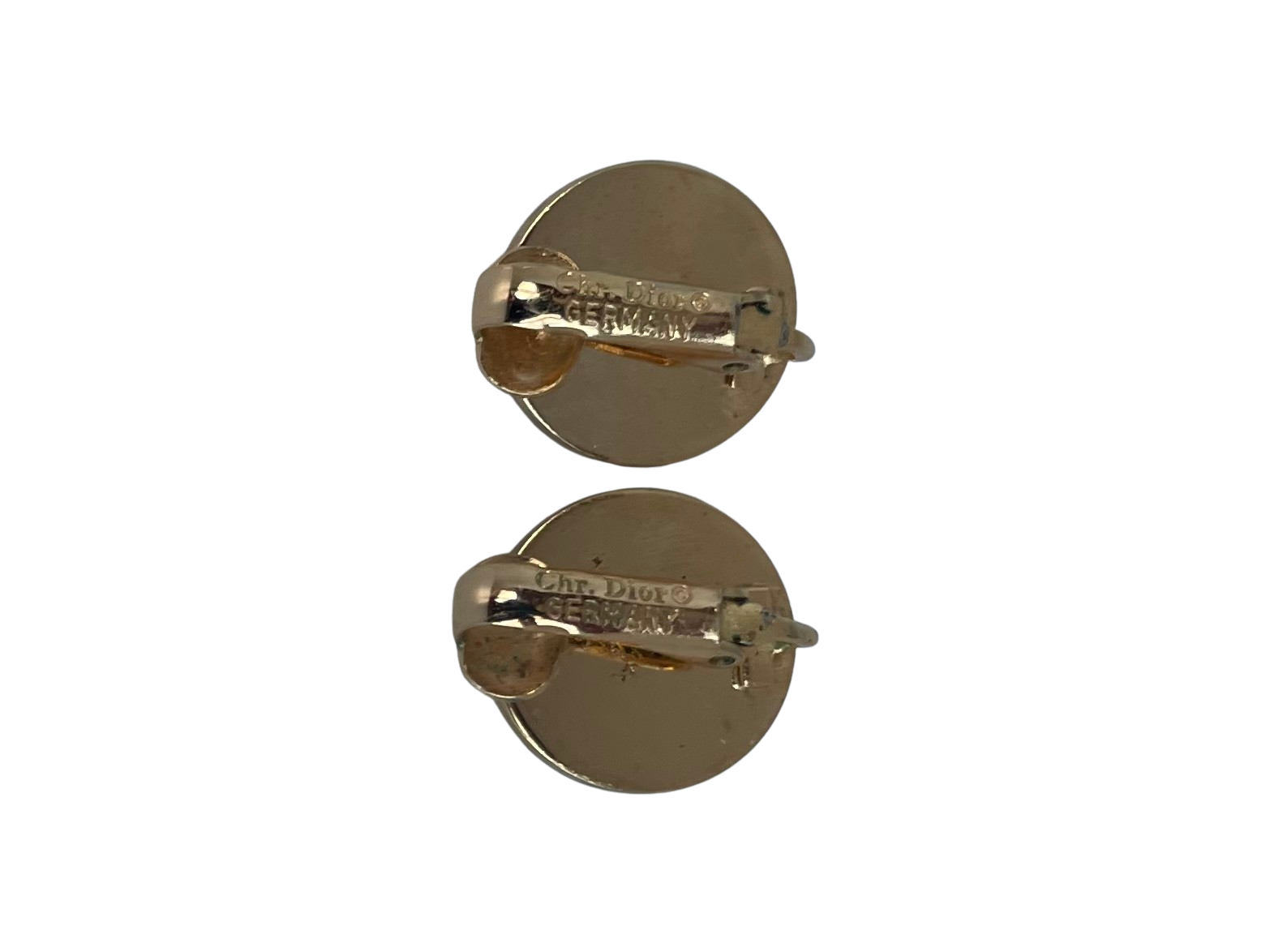 A pair of Vintage Christian Dior Faux Pearl Clip On Round Earrings