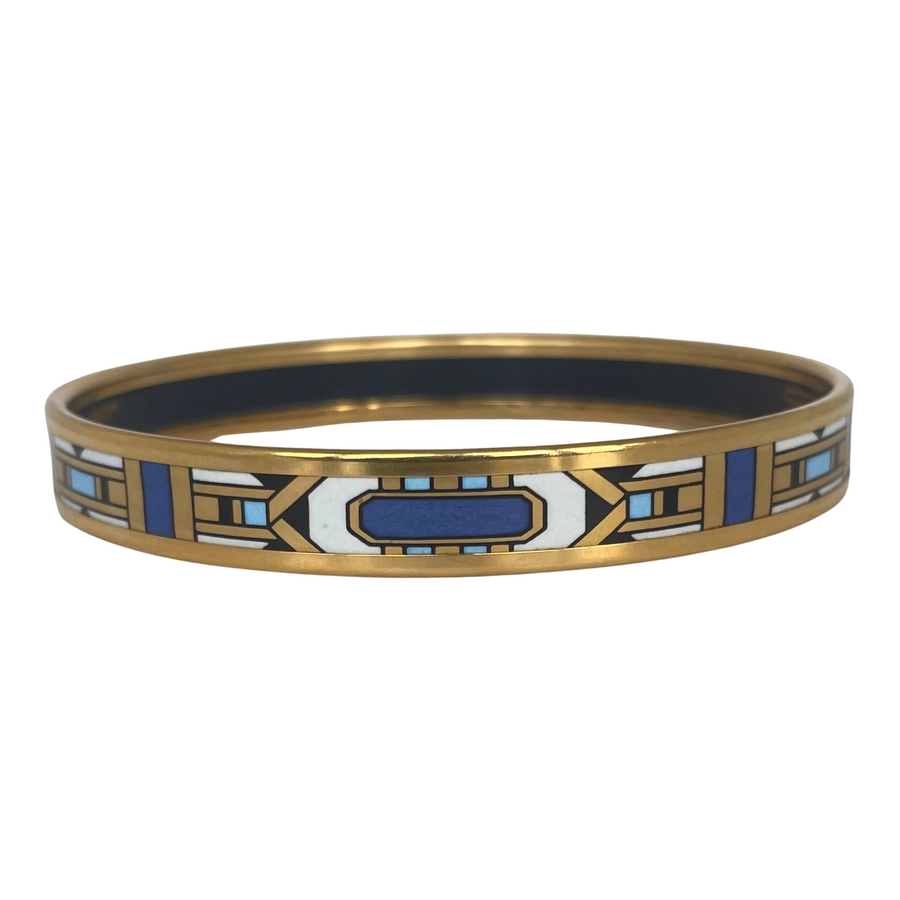 A Michaela Frey 24k Gold Plated Enamelled Geometric Art Deco Style Bangle