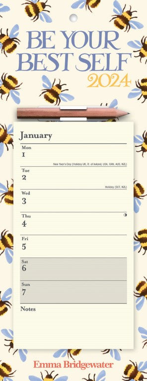 Emma Bridgewater Bumblebee Magnetic Slim Calendar 2024