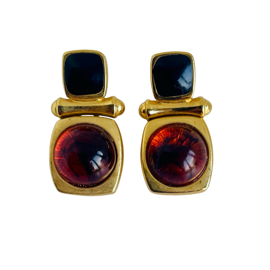 A pair of Vintage Joan Rivers Enamel and Lucite Stud Earrings