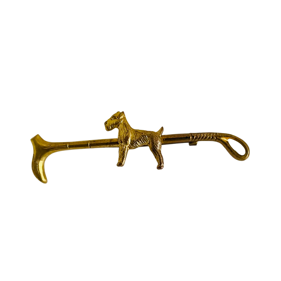 An Antique Terrier and Riding Crop Stock Pin