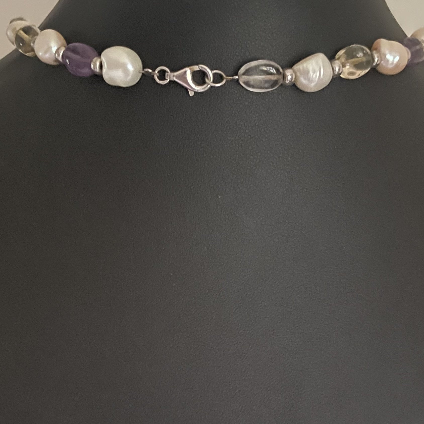 Vintage Baroque Pearl, Amethyst and Citrine Necklace, Circa 1950s-60s