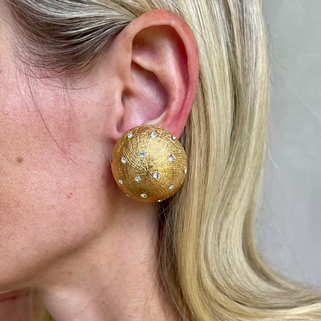 A pair of Vintage Christian Dior Domed Crystal Earrings