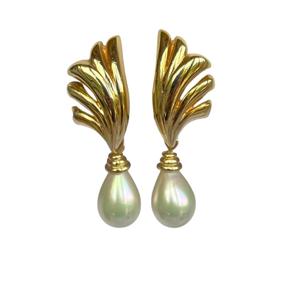 Vintage Christian Clip Earrings with Drop Pearl