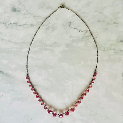 Art Deco blush pink glass rivière necklace, c. 1930s