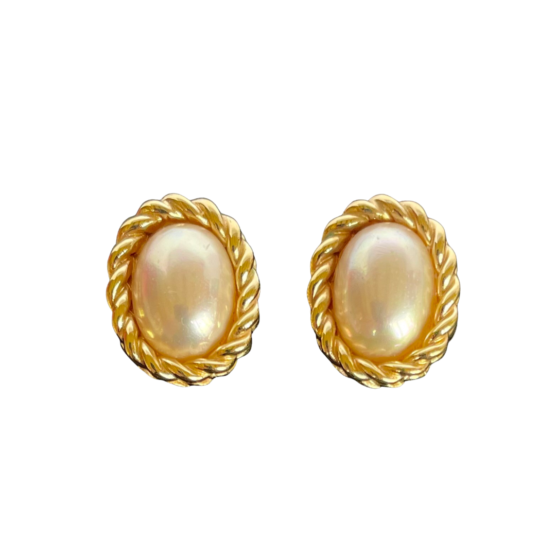 Vintage Christian Dior Pearl Clip Earrings, 1980s