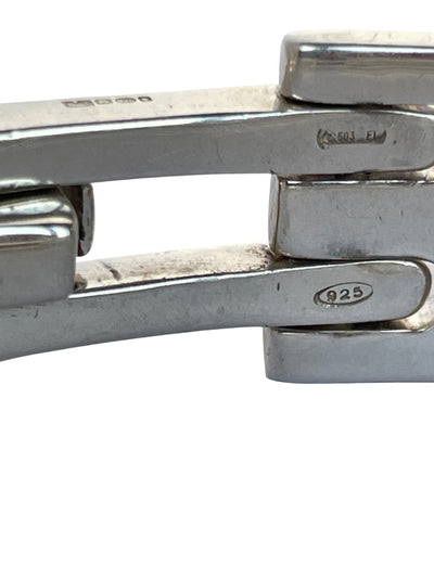 Vintage Gucci men's sterling silver gate-link ID plate bracelet showing hallmarks