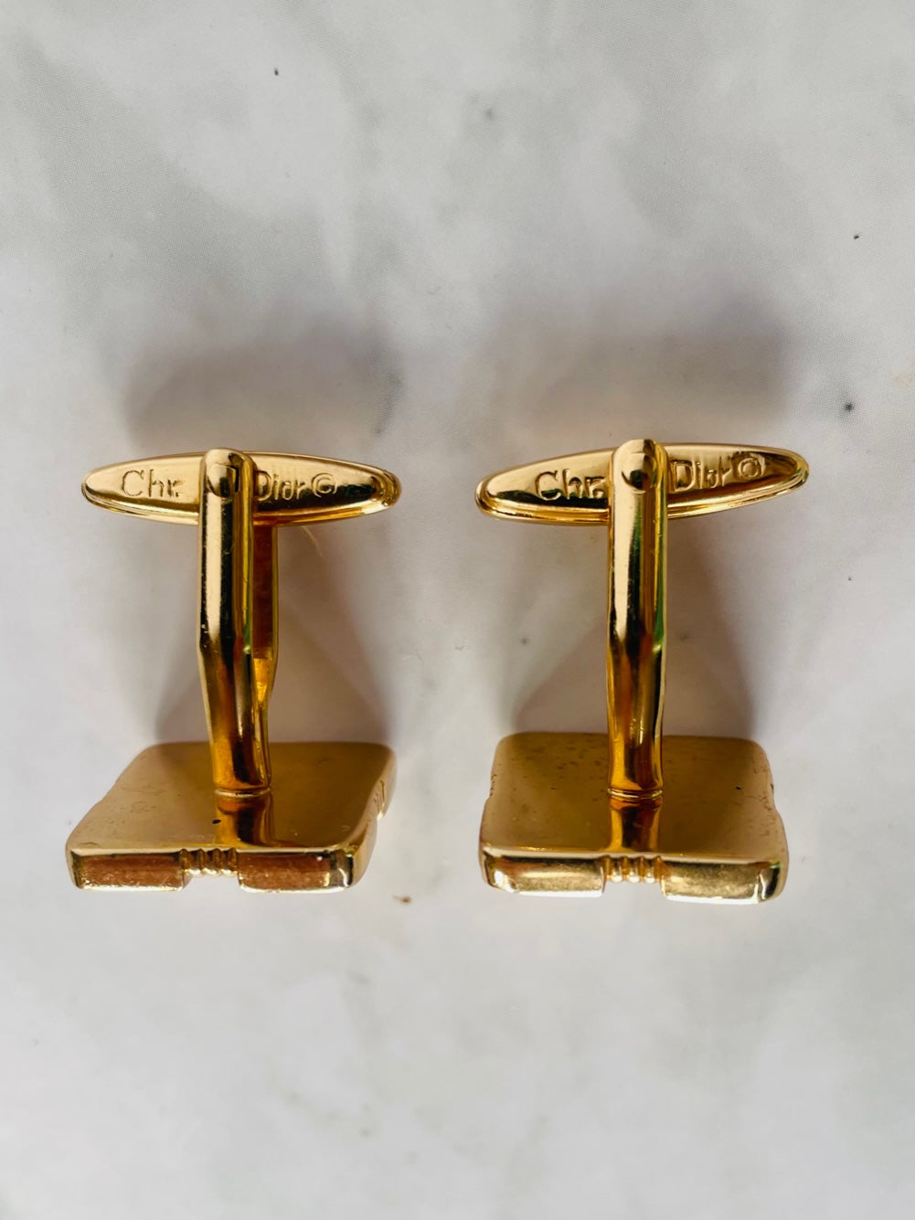 Vintage Christian Dior Geometric Two Tone Cufflinks