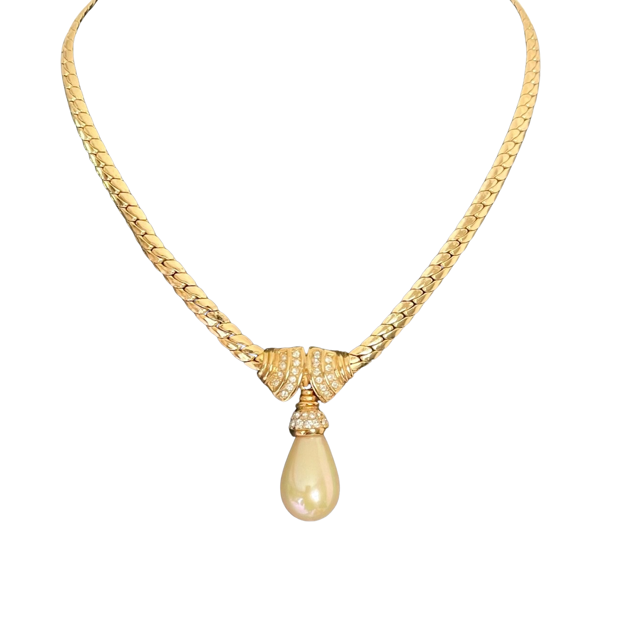 Vintage Christian Dior Necklace with Drop Pearl, 1980s