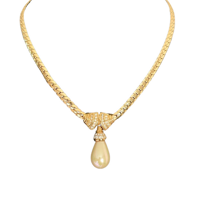 Vintage Christian Dior Necklace with Drop Pearl, 1980s