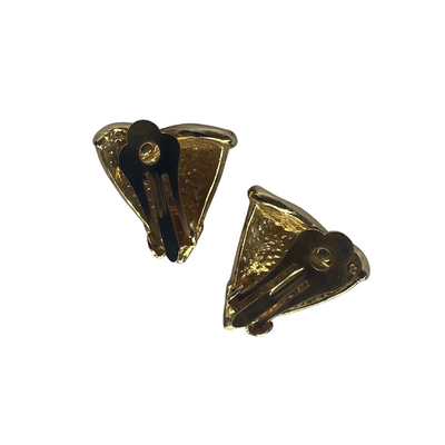 Vintage Chestnut Enamel Clip Earrings in Art Deco Style, 1970s