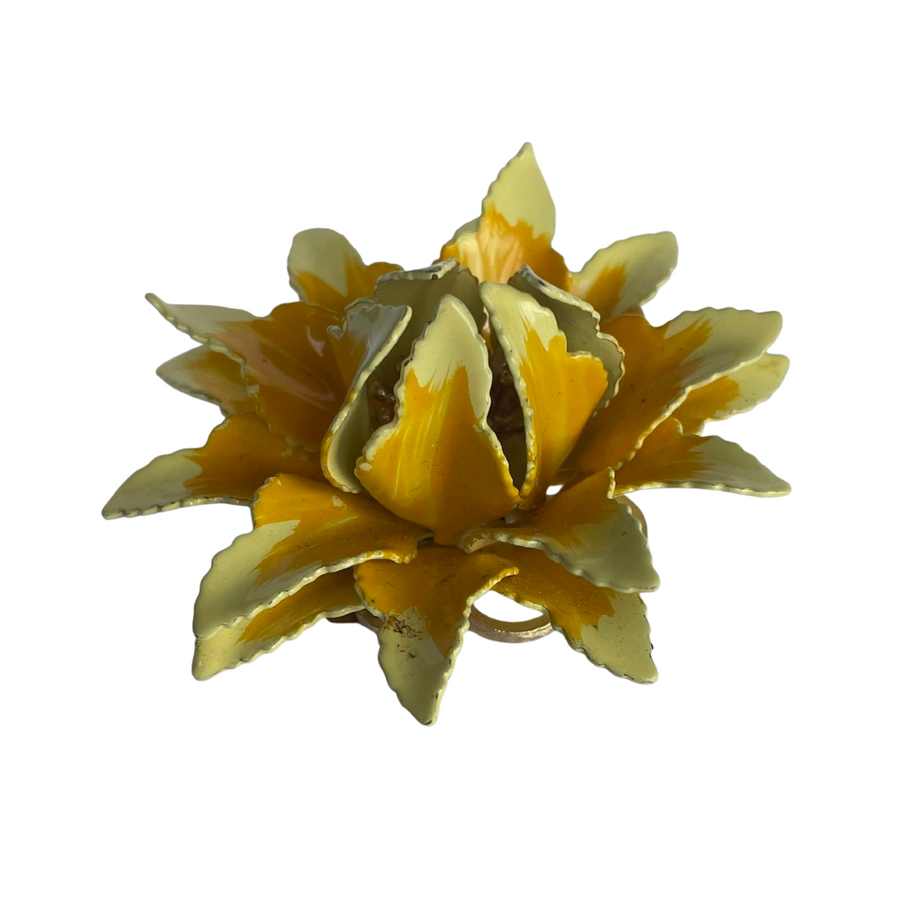 Vintage Crown Trifari Floral Enamel Brooch,  Mid-Century