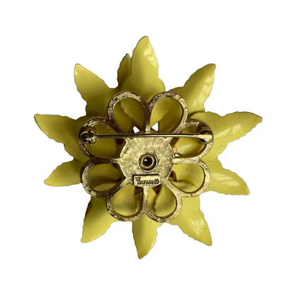 Vintage Crown Trifari Daffodil Enamel Brooch,  Mid-Century