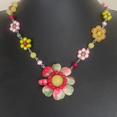 Vintage Butler & Wilson Floral Necklace with Semi-Precious Stones