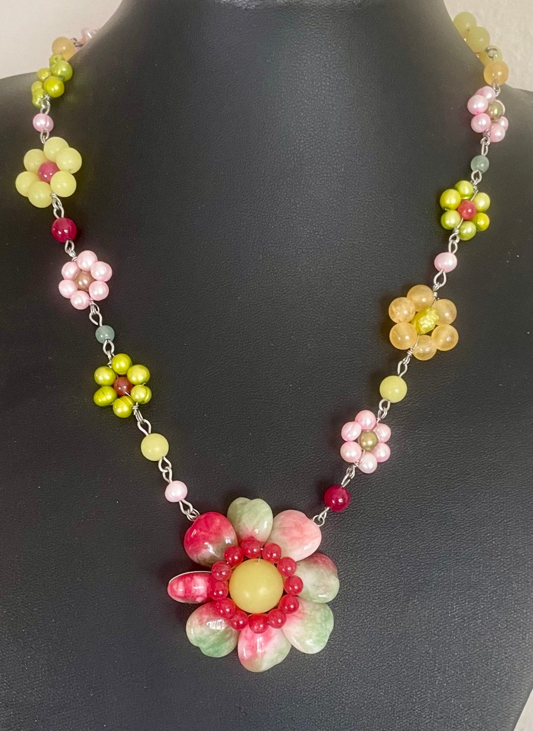 Vintage Butler & Wilson Floral Necklace with Semi-Precious Stones
