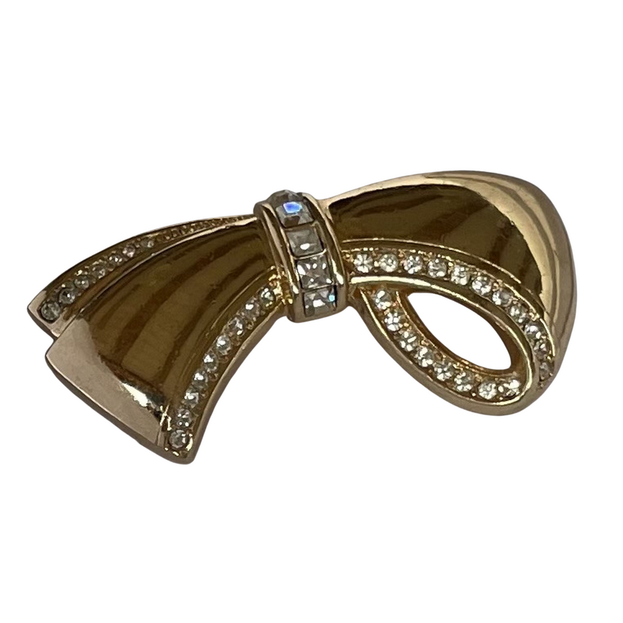 Vintage Christian Dior Gold-Plated Ribbon Bow Brooch, 1980s