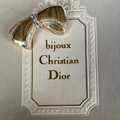 Vintage Christian Dior Gold-Plated Ribbon Bow Brooch, 1980s