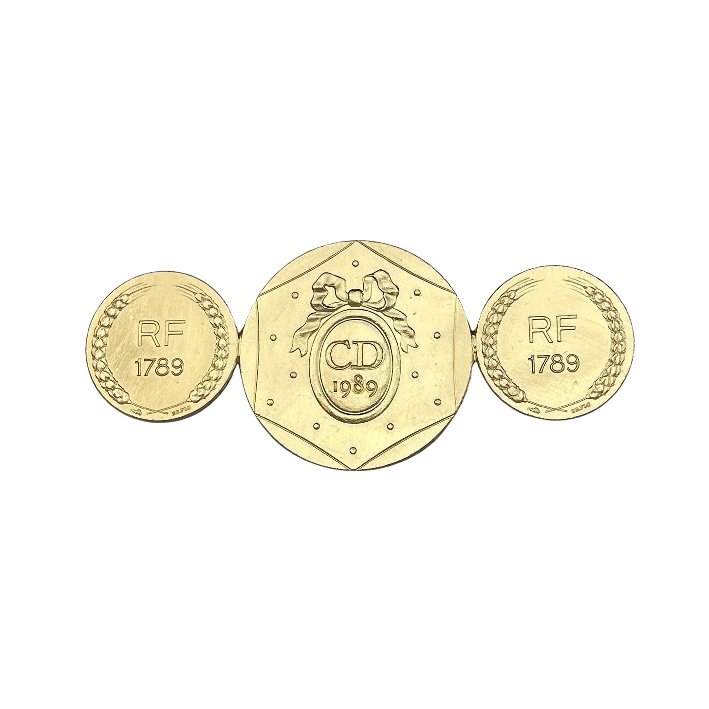 Christian Dior 1989 Large Bicentennial Coin Brooch, 24k Gold-Plated
