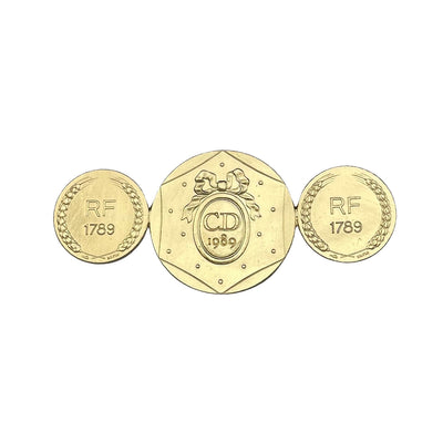 Christian Dior 1989 Large Bicentennial Coin Brooch, 24k Gold-Plated