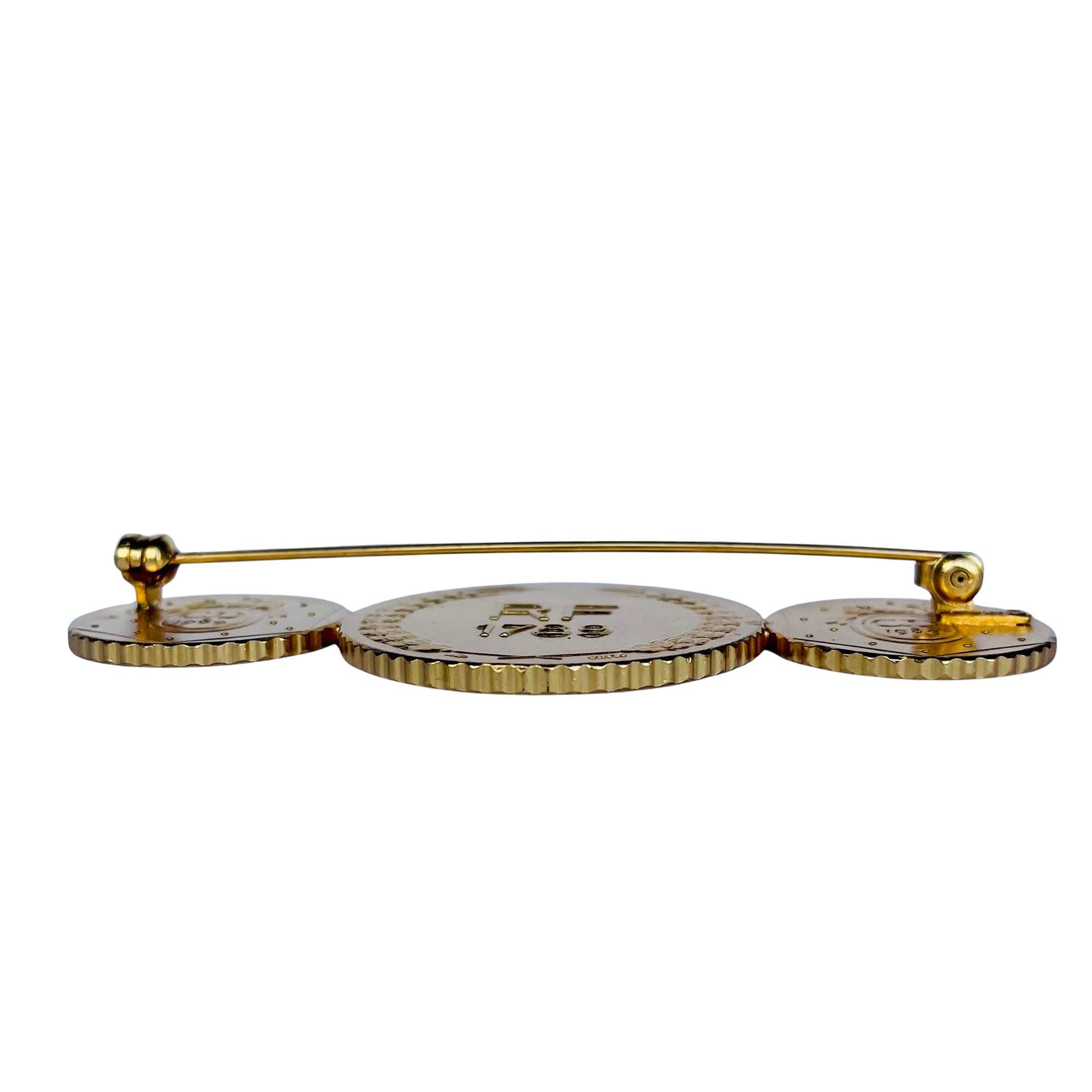 Christian Dior 1989 Large Bicentennial Coin Brooch, 24k Gold-Plated
