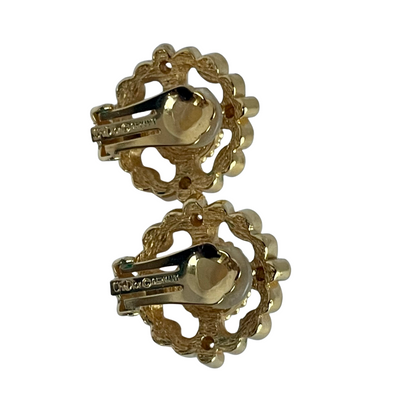 Vintage Christian Dior Pearl and Crystal Clip Earrings with Maker's Box, 1980s