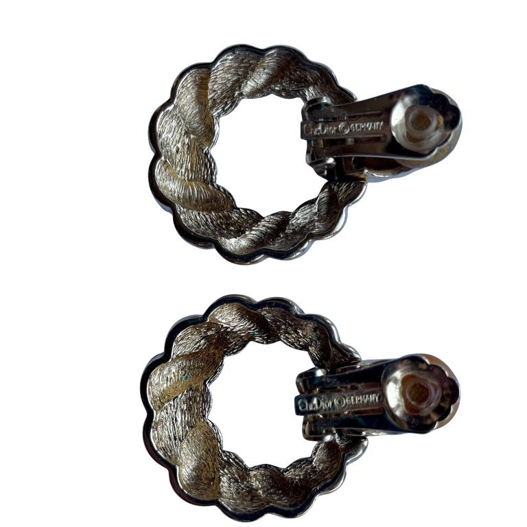 Vintage Christian Dior Gold-Plated Crystal Door Knocker Clip-On Earrings, 1980s