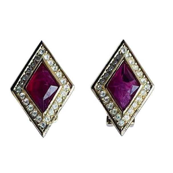 Vintage Grossé (Dior) Ruby Red Crystal Crystal Clip-On Earrings, 1980s
