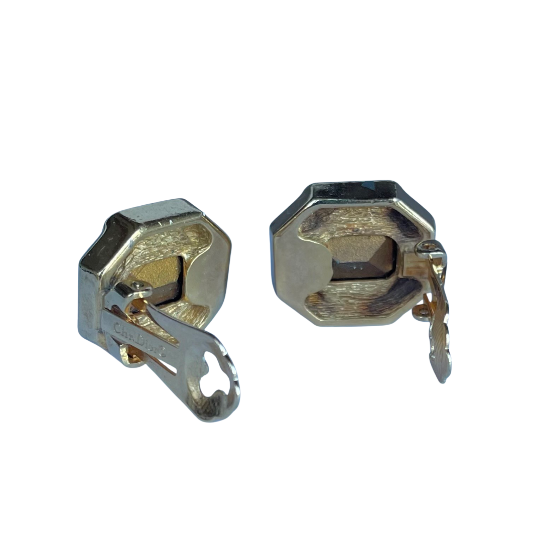Vintage Christian Dior Amethyst Crystal Clip on Earrings, 1980s