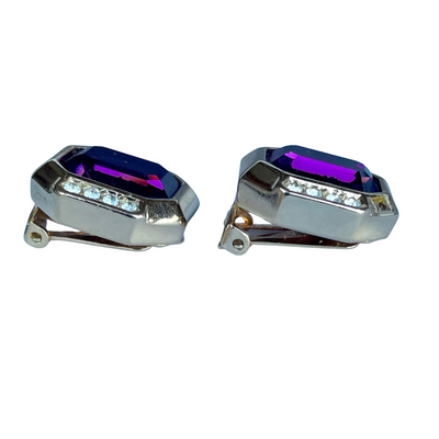 Vintage Christian Dior Amethyst Crystal Clip on Earrings, 1980s