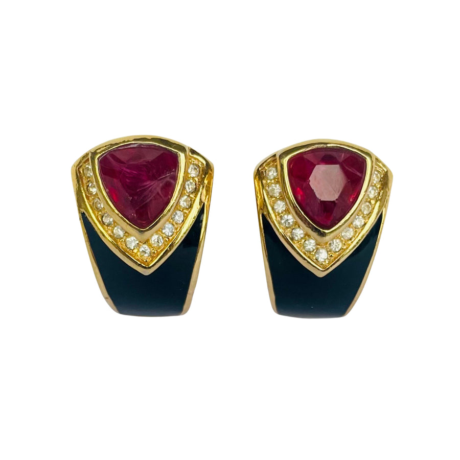 Vintage Christian Dior Art Deco Inspired Clip on Earrings, 1980s